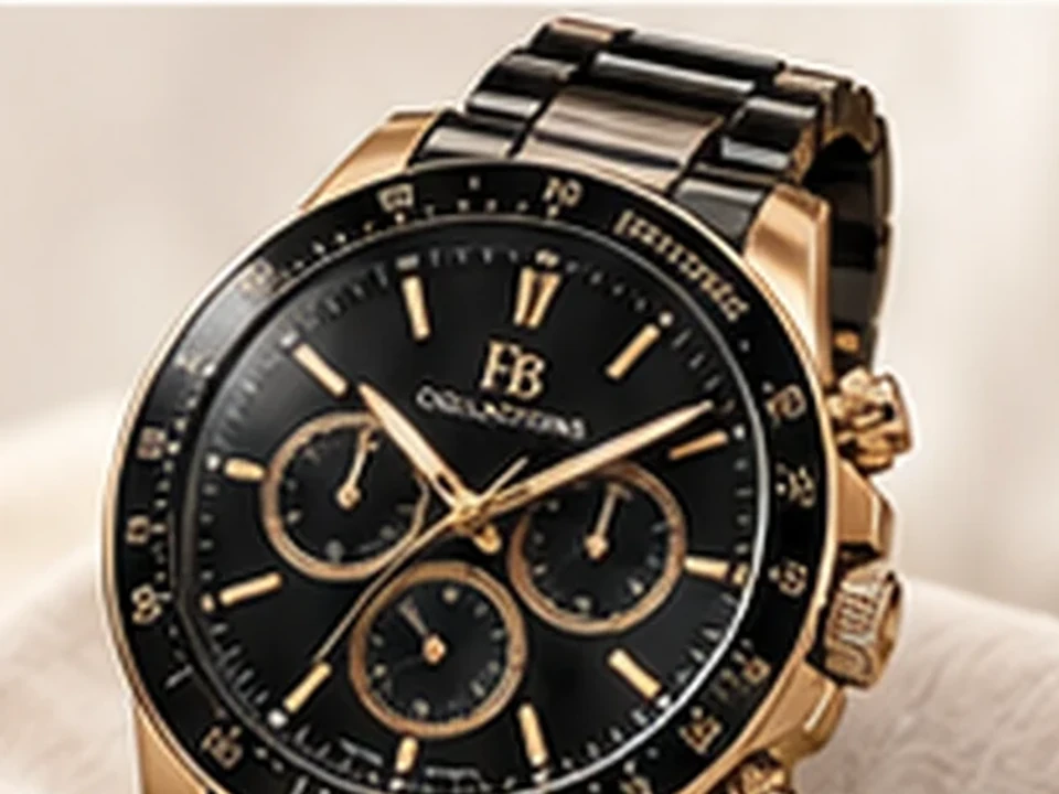 Premium black and gold watch collection at FB Collections Pakistan