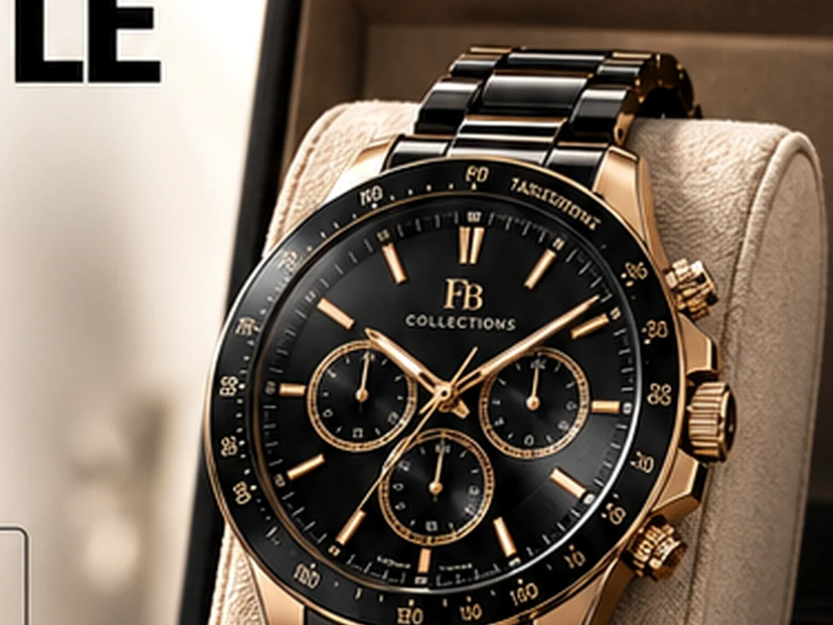 Premium black and gold watch collection at FB Collections Pakistan