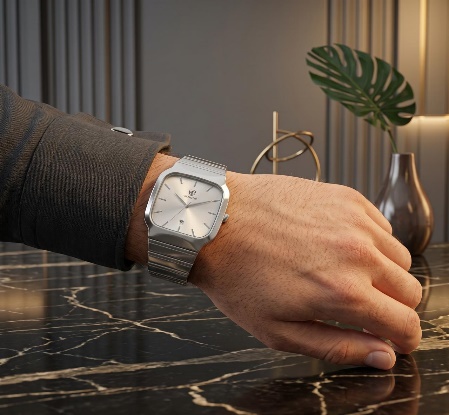 Diamond Automatic Silver Square Dial view 3