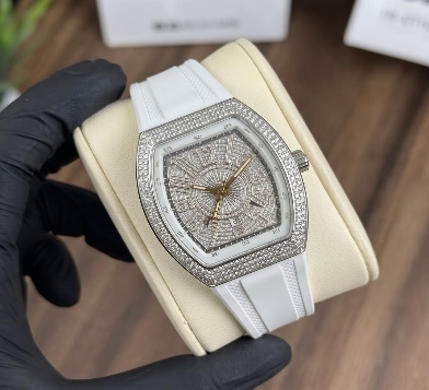 Luxury FM Diamond Watch White Strap view 4